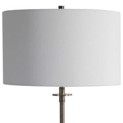 Uttermost Palladian Antiqued Brass Iron Floor Lamp With White Linen Shade