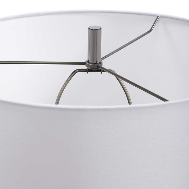 Uttermost Everard Indigo Blue Glazed Ceramic Table Lamp With White Linen Shade