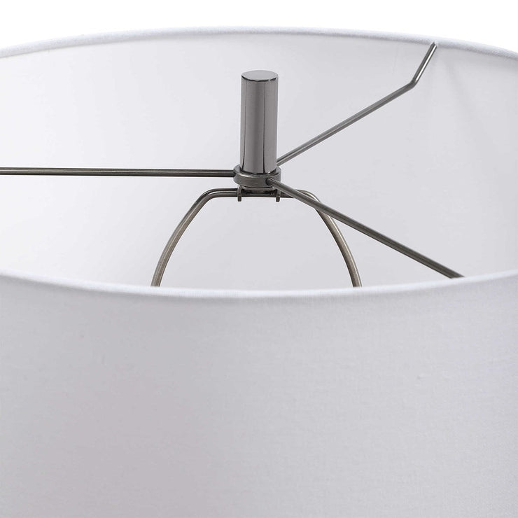 Uttermost Everard Indigo Blue Glazed Ceramic Table Lamp With White Linen Shade