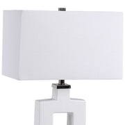 Uttermost Entry White Glazed Ceramic Contemporary Table Lamp With Linen Shade