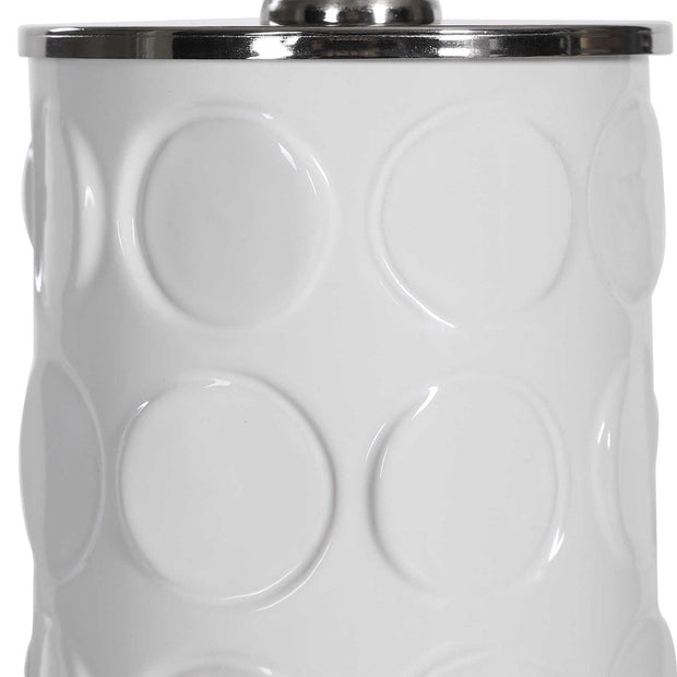 Uttermost Calia White Embossed Ceramic Table Lamp With Linen Shade