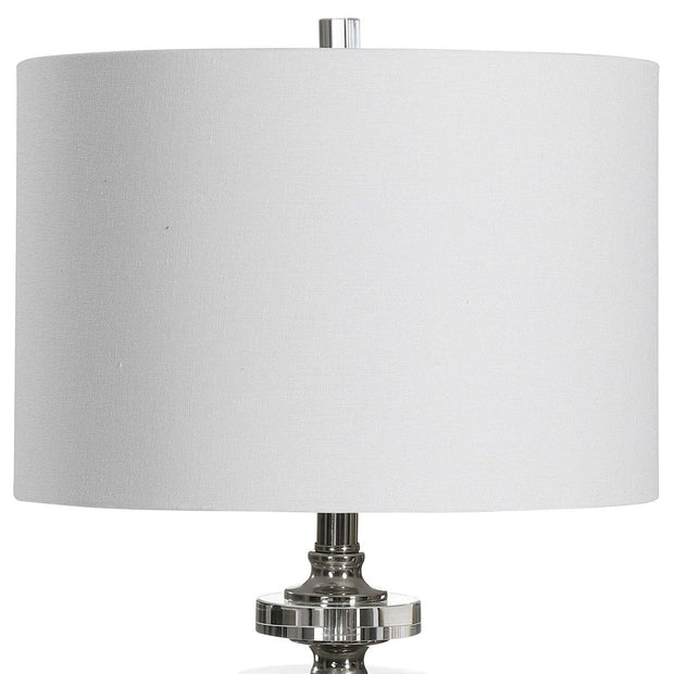 Uttermost Calia White Embossed Ceramic Table Lamp With Linen Shade