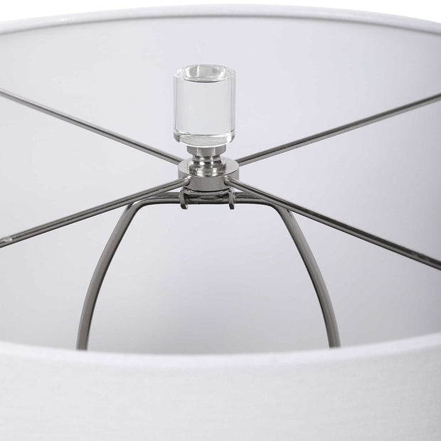 Uttermost Calia White Embossed Ceramic Table Lamp With Linen Shade