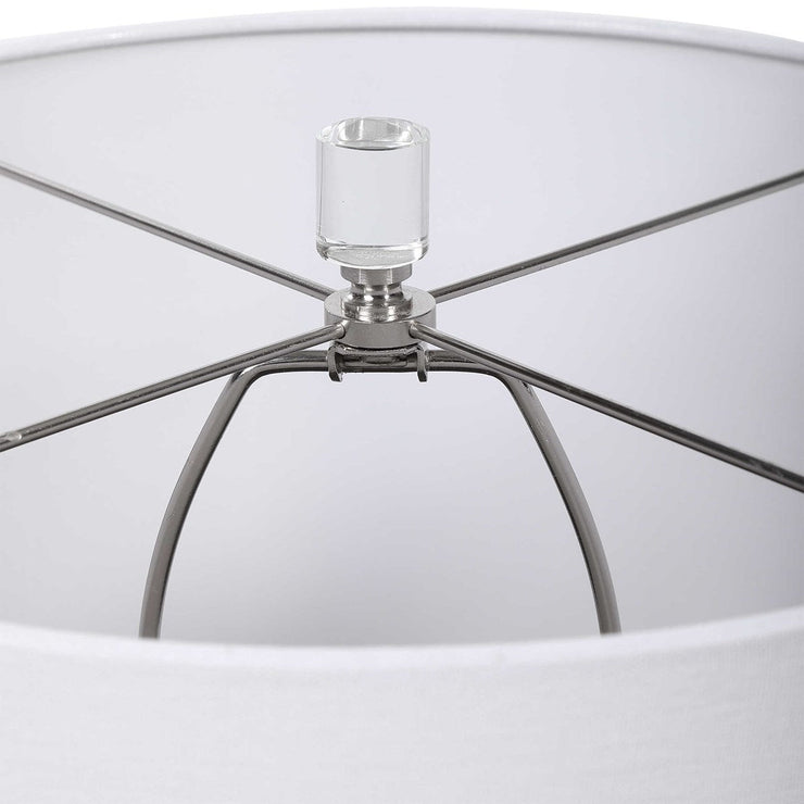 Uttermost Calia White Embossed Ceramic Table Lamp With Linen Shade