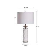 Uttermost Calia White Embossed Ceramic Table Lamp With Linen Shade
