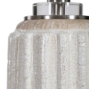 Uttermost Azariah Cream and Beige Crackle Glaze Ceramic Table Lamp With White Linen Drum Shade