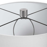 Uttermost Azariah Cream and Beige Crackle Glaze Ceramic Table Lamp With White Linen Drum Shade