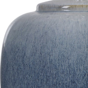 Uttermost Blue Waters Ombré Ceramic Table Lamp With White Linen Drum Shade
