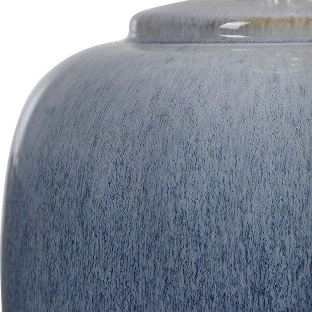 Uttermost Blue Waters Ombré Ceramic Table Lamp With White Linen Drum Shade