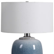 Uttermost Blue Waters Ombré Ceramic Table Lamp With White Linen Drum Shade