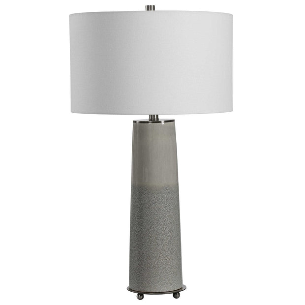 Uttermost Abdel Light Gray Glaze Ceramic Table Lamp Wth Off White Drum Shade