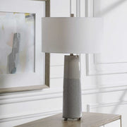 Uttermost Abdel Light Gray Glaze Ceramic Table Lamp Wth Off White Drum Shade