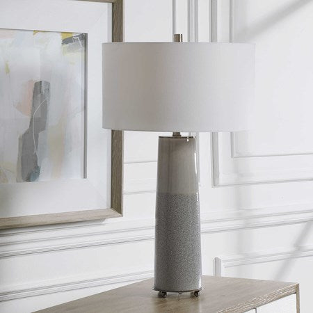 Uttermost Abdel Light Gray Glaze Ceramic Table Lamp Wth Off White Drum Shade