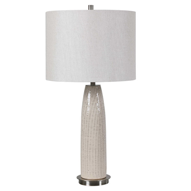 Uttermost Delgado Light Gray Glazed Ceramic Table Lamp With Linen Shade
