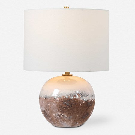 Uttermost Durango Terracotta Rust Ceramic Accent Lamp With White Linen Shade