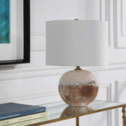 Uttermost Durango Terracotta Rust Ceramic Accent Lamp With White Linen Shade