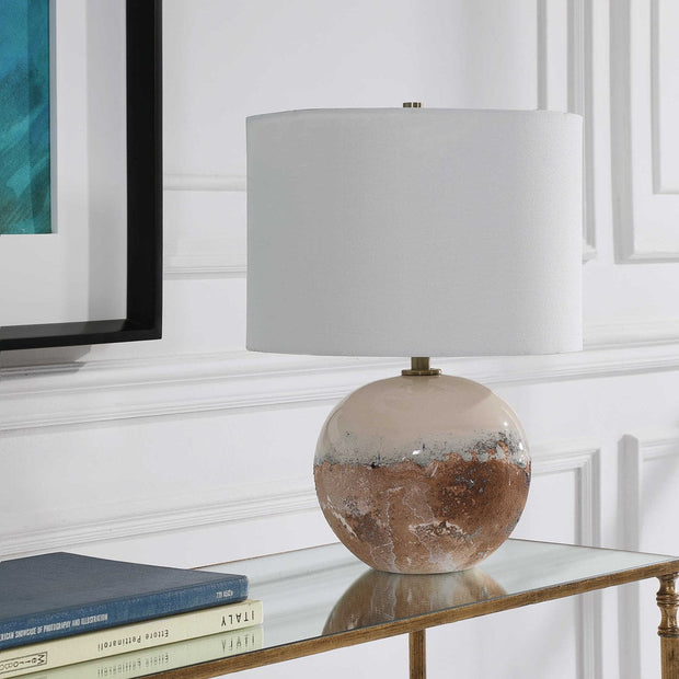 Uttermost Durango Terracotta Rust Ceramic Accent Lamp With White Linen Shade