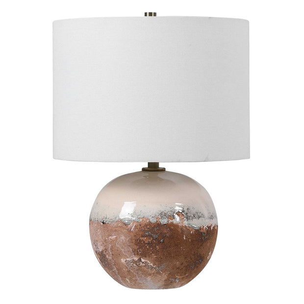 Uttermost Durango Terracotta Rust Ceramic Accent Lamp With White Linen Shade