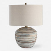 Uttermost Prospect Brown, Taupe and Cream Ceramic Table Lamp With Light Beige Linen Shade