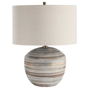 Uttermost Prospect Brown, Taupe and Cream Ceramic Table Lamp With Light Beige Linen Shade