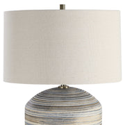 Uttermost Prospect Brown, Taupe and Cream Ceramic Table Lamp With Light Beige Linen Shade