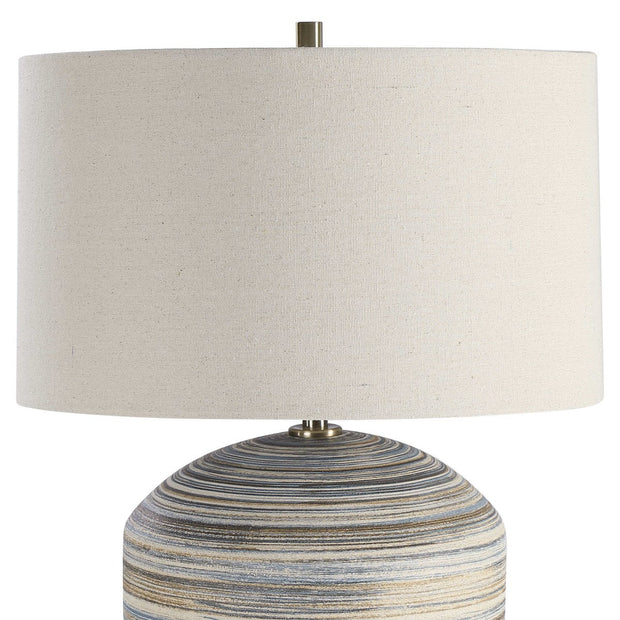 Uttermost Prospect Brown, Taupe and Cream Ceramic Table Lamp With Light Beige Linen Shade