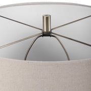 Uttermost Prospect Brown, Taupe and Cream Ceramic Table Lamp With Light Beige Linen Shade
