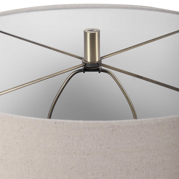 Uttermost Prospect Brown, Taupe and Cream Ceramic Table Lamp With Light Beige Linen Shade