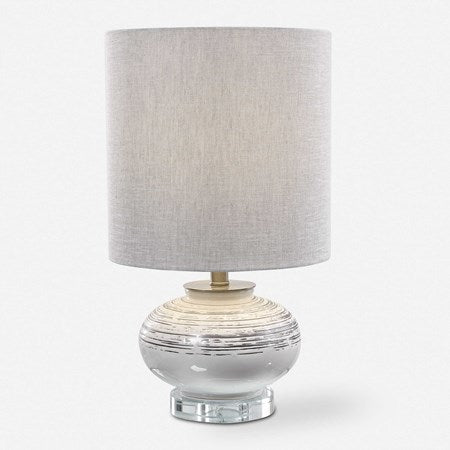 Uttermost Lenta Off-White Ceramic Accent Lamp With Oatmeal Linen Shade