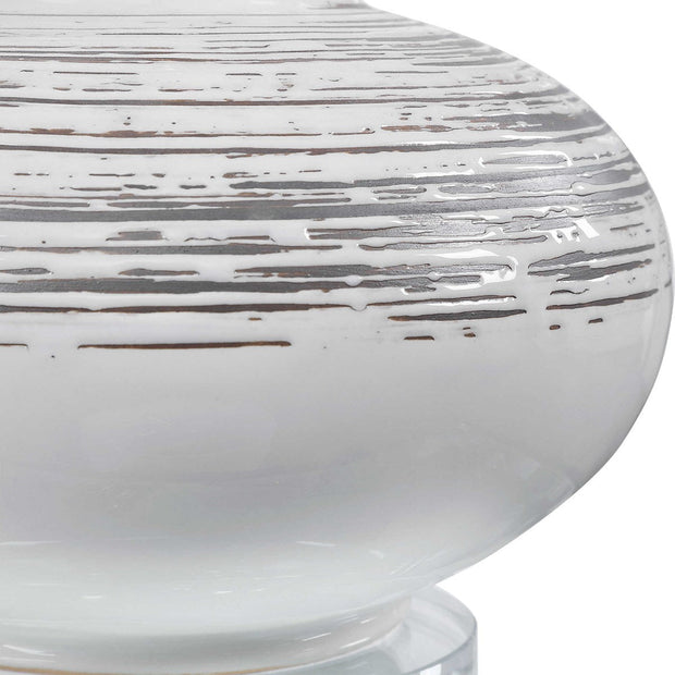 Uttermost Lenta Off-White Ceramic Accent Lamp With Oatmeal Linen Shade