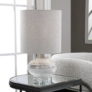 Uttermost Lenta Off-White Ceramic Accent Lamp With Oatmeal Linen Shade