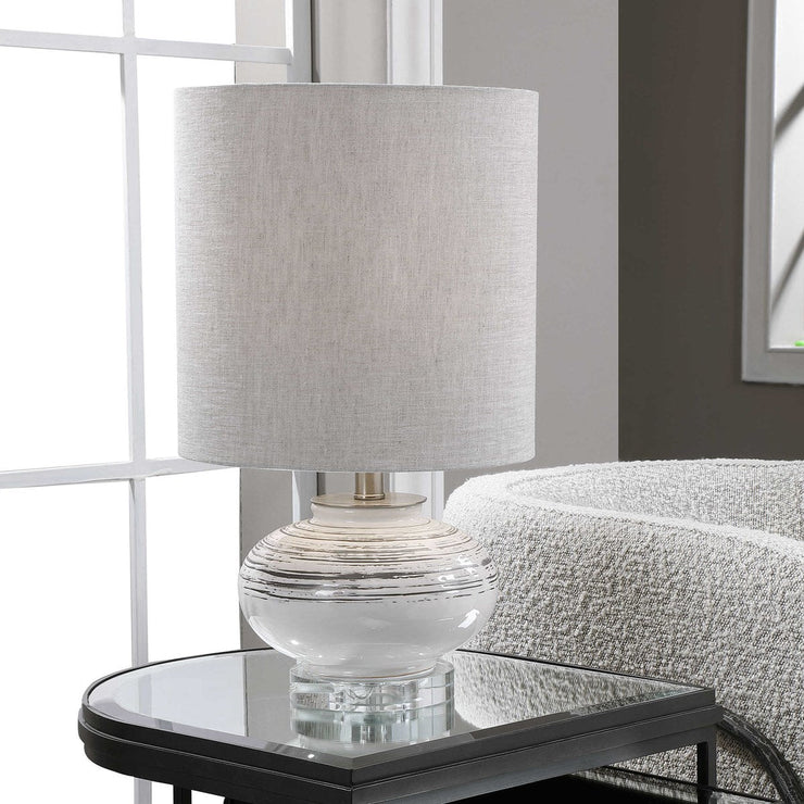 Uttermost Lenta Off-White Ceramic Accent Lamp With Oatmeal Linen Shade