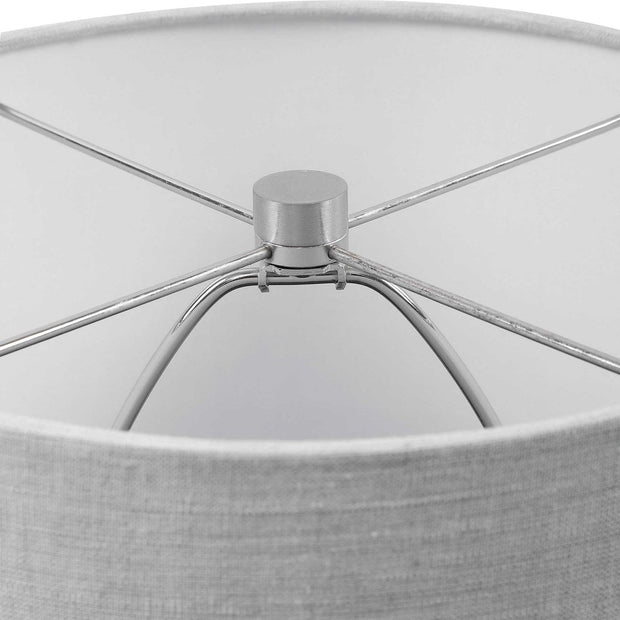 Uttermost Lenta Off-White Ceramic Accent Lamp With Oatmeal Linen Shade