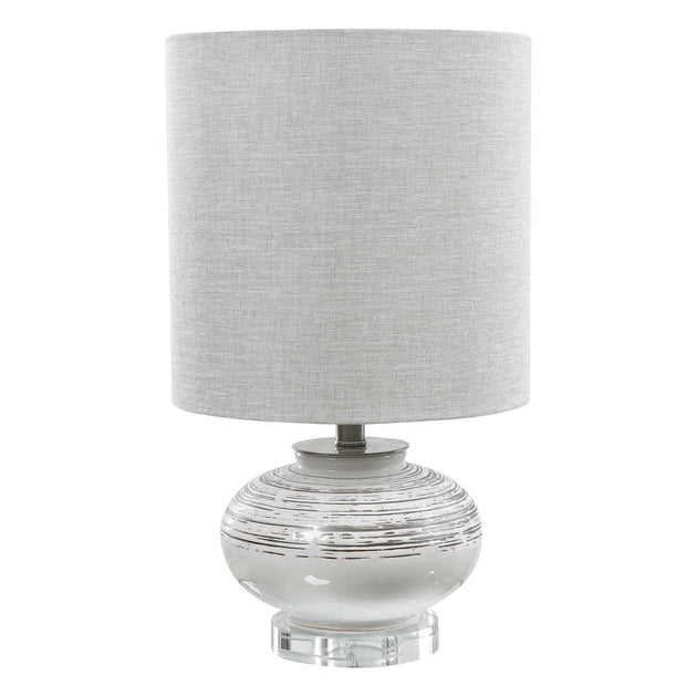 Uttermost Lenta Off-White Ceramic Accent Lamp With Oatmeal Linen Shade