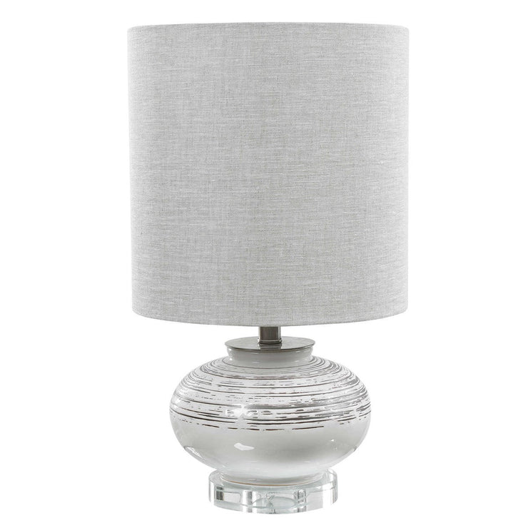 Uttermost Lenta Off-White Ceramic Accent Lamp With Oatmeal Linen Shade