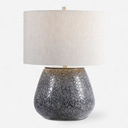 Uttermost Pebbles Charcoal Gray Embossed Textured Ceramic Table Lamp With Linen Shade