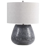 Uttermost Pebbles Charcoal Gray Embossed Textured Ceramic Table Lamp With Linen Shade