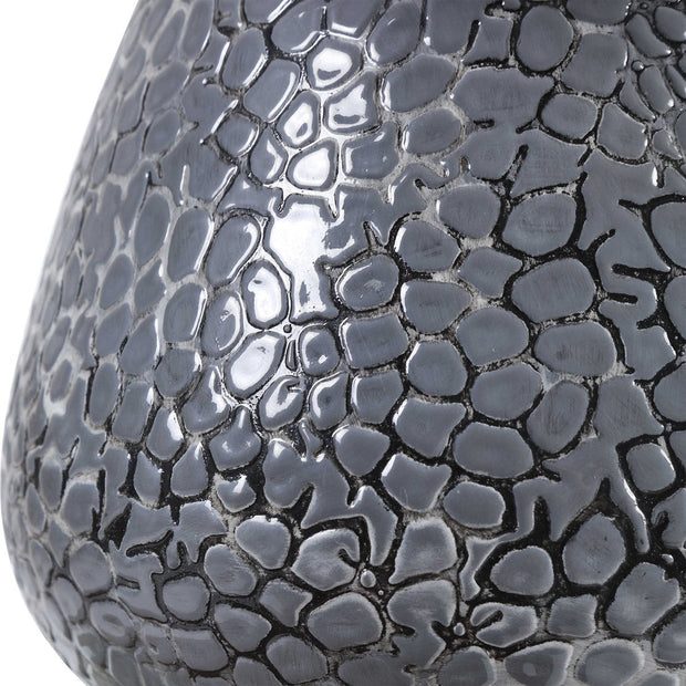 Uttermost Pebbles Charcoal Gray Embossed Textured Ceramic Table Lamp With Linen Shade