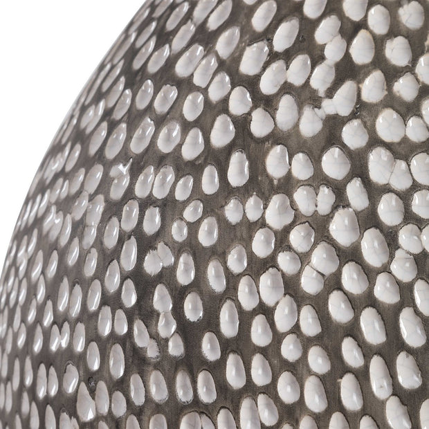 Uttermost Cyprien Brushed Gray and Crackled Gloss White Glazed Ceramic Table Lamp With Linen Shade