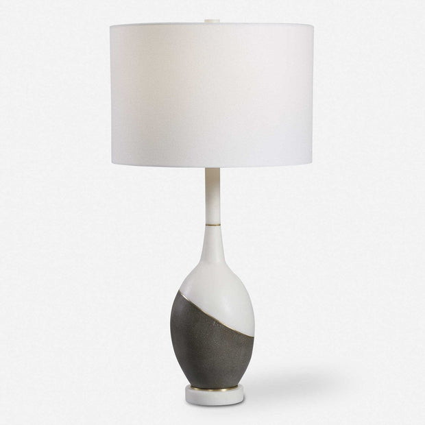 Uttermost Tanali Charcoal and Polished White Table Lamp With White Shade