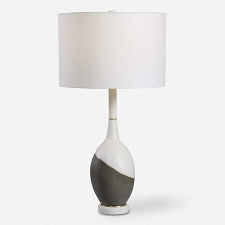 Uttermost Tanali Charcoal and Polished White Table Lamp With White Shade