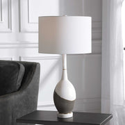 Uttermost Tanali Charcoal and Polished White Table Lamp With White Shade