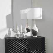 Uttermost Tanali Charcoal and Polished White Table Lamp With White Shade