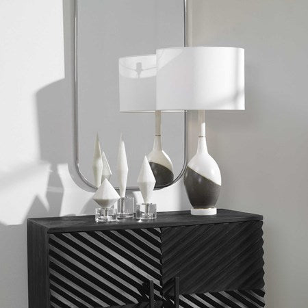 Uttermost Tanali Charcoal and Polished White Table Lamp With White Shade