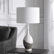 Uttermost Tanali Charcoal and Polished White Table Lamp With White Shade