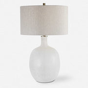 Uttermost Whiteout Aged White Glass Table Lamp With Light Oatmeal Linen Shade