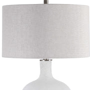 Uttermost Whiteout Aged White Glass Table Lamp With Light Oatmeal Linen Shade