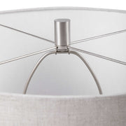 Uttermost Whiteout Aged White Glass Table Lamp With Light Oatmeal Linen Shade