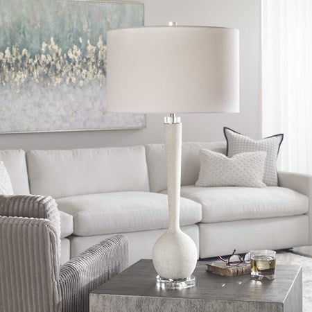 Uttermost Kently Ivory Stone Table Lamp With White Shade