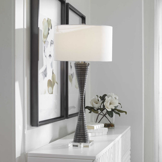 Uttermost Renegade Cast Iron Table Lamp With White Shade